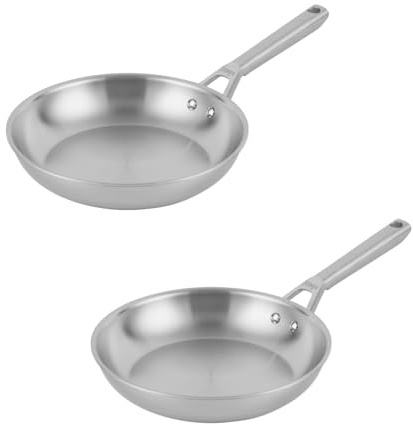 Ninja EverClad Ensemble de batterie de cuisine 2 poêles en acier inoxydable, Convient à tous les types de feux, y compris l’induction, Compatible au four, Base 100% induction, C92000EUI