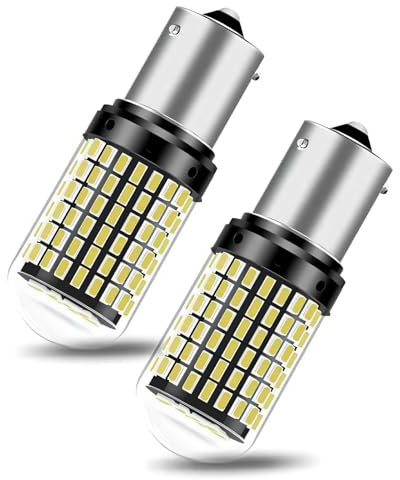 Ridwiwa 2 Pcs Ampoule P21W LED, 12V 24V BA15S Clignotant, 5W 6500K Blanc Froid, Baïonnette LED Étanche, Remplacement Halogène, Voiture Ultra Lumineuse pour Feux Arrière Feux de Recul