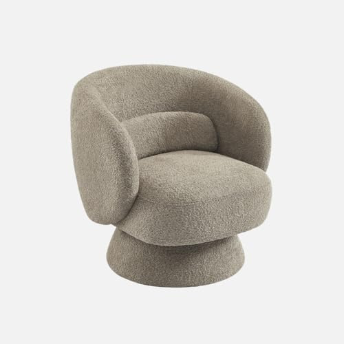 sweeek Fauteuil pivotant 360° Tissu Texturé, Elias, Beige, 76 x 76 x 76,5 cm