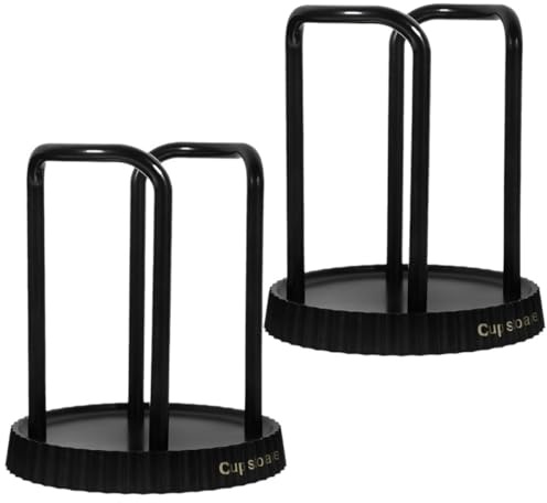 MOLUCKFU Soporte para Tazas de Papel para Café y Té, Organizador de Vasos Desechables Almacenamiento Conveniente y Diseño de Abs en Negro para Múltiples Escenarios, 2 Piezas
