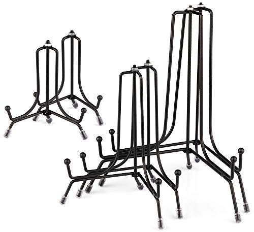 Mocoosy 6 Pack 3 Size Upgraded Anti-Slip Plate Stands for Display, Black Iron Easel Plate Holder Display Stand for Pictures, Photo Frames, Decorative Plate and Tabletop Artworks (4, 6, 8 inch)