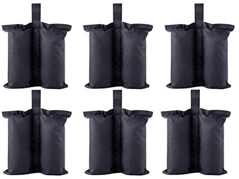 CACTIYE Gewichtssäcke für robuste und sofortige Unterstände, Pavillon, Sandsack, Zeltbeine, Gewichtssack für Pop-Up-Überdachung, gewichtete Füße, Tasche (6, schwarz)