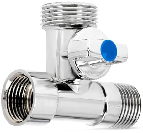 Eckventil Kugelhahn mit Filter 1/2 x 1/2 x 3/4 zoll - Selbstdichtend Geräteventil - Verchromt Geräteanschlussventil für Spülmaschinenanschluss und Waschmaschine