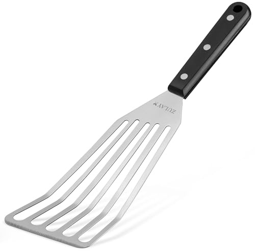 Zulay Kitchen Stainless Steel Fish Turner Spatula - 12.4” Flexible Heat-Resistant Slotted Turner for Non-Stick Cookware - Rust-Proof, Durable & Dishwasher Safe Cooking Utensil for Everyday Use