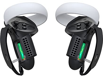 KIWI design Controller Griffabdeckung Kompatibel mit Quest 2 Zubehör, mit Batterieöffnungsschutz und Handgelenkschlaufen (Schwarz)