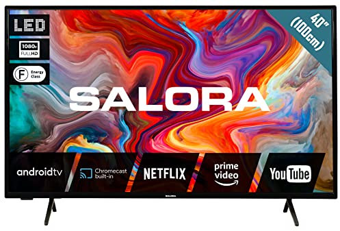SALORA SMART40TV – Smart TV LED 40 Pulgadas Full HD (1920x1080) con HDR y HLG, Android TV, WiFi, Bluetooth, Chromecast Integrado, 3 HDMI, Dolby Audio, Clase Energética F