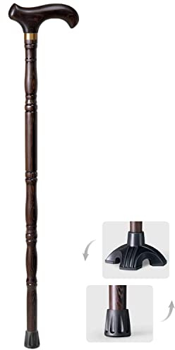 SEVEEZ Bastone da Passeggio per Uomini E Donne, Robusto Bastone di Legno per Anziani, Ausilio per Camminare Leggero in Stile Tradizionale (Color : Dark Brown-1, Size : 85cm)