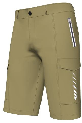 Lo.gas Herren-Mountainbike-Shorts, lockere Passform mit Reißverschlusstaschen, Fahrrad-Radfahren Radfahren Fahrrad-Shorts Lightweight,Khaki,XL