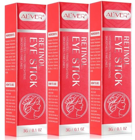 P-Beauty - Lot de 3 crèmes contour des yeux au rétinol - Anti-âge - Réduction des rides - Collagène et acide hyaluronique - Soin hydratant pour les yeux - Crayon pour les yeux - Contre les poches sous