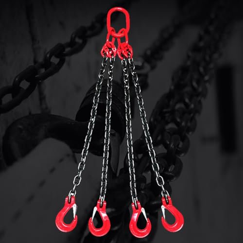 Chaine de Levage Élingue À Chaîne À 4 Brins 2 3 5 6 8 10 13 Pi 6614 Lb, Chaînes De Levage Industrielles/logistiques Avec Crochet Autobloquant, Chaînes De Levage De Poids Pour Ascenseurs À Moteur((3 To