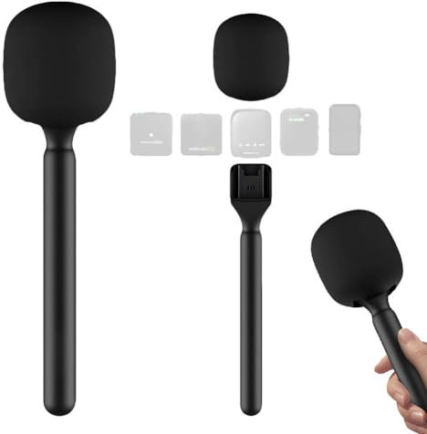 Jerilla Microphone Handle for DJI RODE Microphone Universal Interview Wireless Handheld Adapter with Windshield Foam for All Lavalier Mic for Interview Reports Outdoor Broadcasting Vlogging