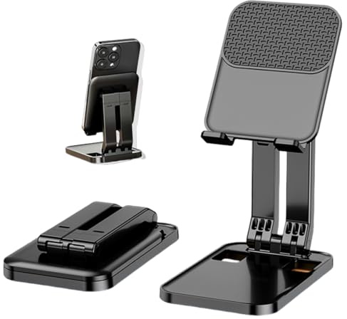 SULIUDAJI Support Téléphone Réglable, Dock Téléphone - Pliable Support Dock pour iPhone 16 Pro Max Plus, 15/14/13/12/11 Pro Max Plus Mini, XS XR X 8 7, Samsung S10 S9, Huawei, d'autres Smartphones