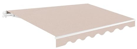 Toldo Retráctil Exterior 300x250cm Arena Poliéster – Lona Protección Solar UV - Estructura de Aluminio – Inclinación Regulable – Manivela Incluida – Manual Enrollable Terraza Jardín