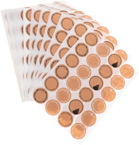 KEWUF 480 Pezzi Kraft Etichette Adesive 38mm, Etichette Regalo Adesivi, Etichette Adesive per Alimenti, Etichette per Data per Alimenti, Etichette Kraft per Etichette per Barattoli e Bottiglie(B)