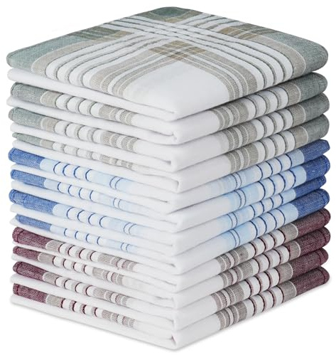 URAQT Fazzoletti Uomo, 12 PCS Fazzoletti Stoffa Fazzoletto da Taschino 40cm*40cm, Grandi Fazzoletti in Cotone per Uomini, Regalo Elegante#04