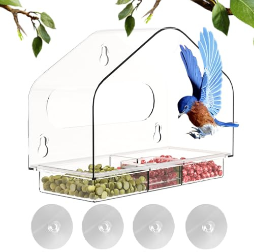 Cibo trasparente per uccelli da finestra, in acrilico per esterni, stazione di alimentazione trasparente per animali selvatici | Decorazione per osservazione della natura, forte a