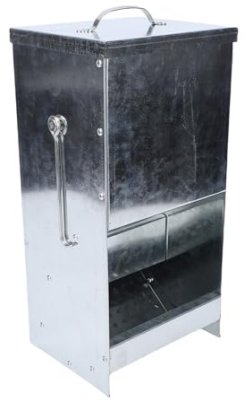 Fockety Kaninmatare, 30,5 x 17,5 x 14,5 cm stor kapacitet för kaninmat med regnskydd, robust och stabil galvaniserad kanintråg för trädgården, enkel att rengöra och underhålla