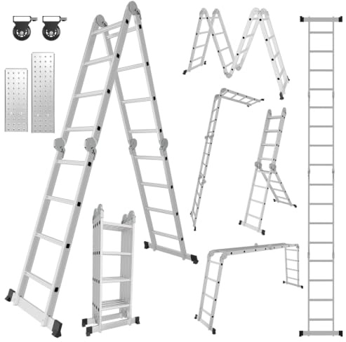 Monucep 7 i 1 multifunktionsstege 4 x 4 steg 470 cm tillverkad av aluminium upp till 150 kg