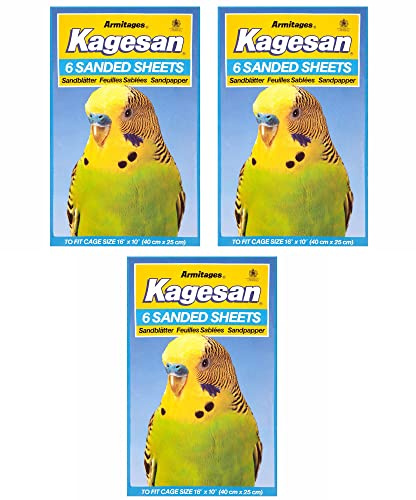 Kagesan Blue BIRD CAGE SAND PAPER SHEETS 3X6 PACK = 18 SHEETS 40cmX25cm