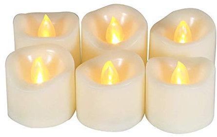 Flameless Flickering LED Votive Tealight Candles Battery Operated with Timer / 6 Hours On and 18 Hours Off Per Cycle, LED Tea Light Candles for Outdoor Halloween Pumpkin Light Christmas Decorations