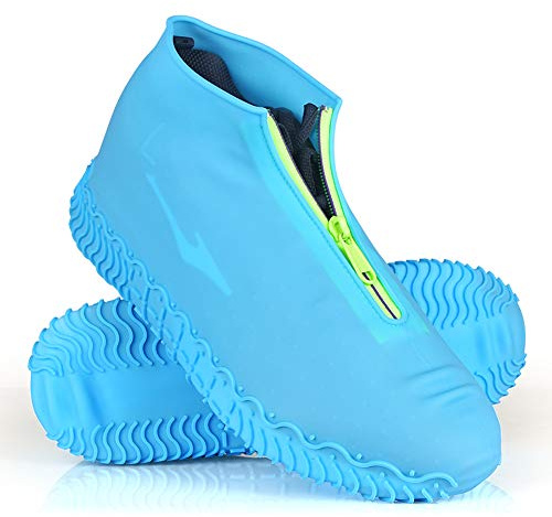 JUDA Cubierta del Zapato Impermeable, Funda de Silicona para Zapatos con Suela Antideslizante, Lavable Cubierta del Zapato Reutilizable Para Días de Lluvia y Nieve (L (39-42), Azul)