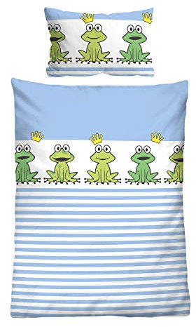 biberna 0047408 Bettwäsche Garnitur mit Kopfkissenbezug Linon 1x 100x135 cm + 1x 40x60 cm blau