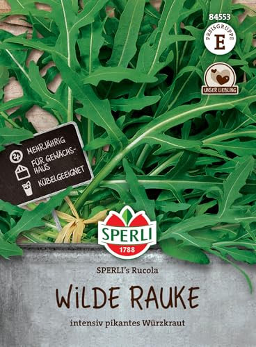 Sperli Wilde Raukesamen SPERLI's Rucola 84553 - Pikantes Würzkraut für die Mediterrane Küche - intensiv und pikant - mehrjährig - Salat, Samen, Saatgut
