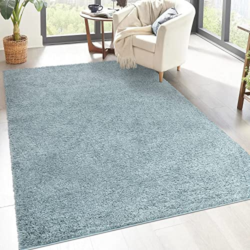 carpet city Shaggy Hochflor Teppich - 160x230 cm - Türkis - Langflor Wohnzimmerteppich - Einfarbig Uni Modern - Flauschig-Weiche Teppiche Schlafzimmer Deko