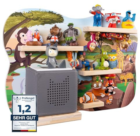 bunnyboo Toniebox Regal - für Toniebox und Figuren - ausreichend Platz für bis zu 32 Tonie Hörfiguren - Tonie Safari - geprüfte Qualität - Für Junge und Mädchen
