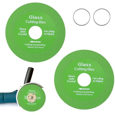2 Piezas Disco de Corte de Cristal, 100mm Disco Corte Vidrio Amoladora Angular de Diamante Profesional para Cortar, Cortes Rápidos y Precisos para Botellas Cerámica Azulejos o Jade (Hole 22,23mm)