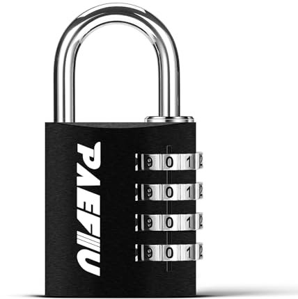 Vorhängeschloss Zahlenschloss 4 Stellig, Alulegierung Schloss mit Zahlencode Spindschloss, Metall Lock für Spind Fitnessstudio Werkzeugkasten (Schwarz)