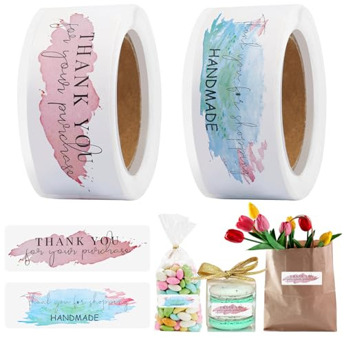 Thank You Stickers 2 Rolls 240 Pcs, Self-Adhesive Thank You for Your Purchase Stickers, 2.99x0.98 Inch Label Sticker for Thank You for Gift Wrapping, Weddings, Parties