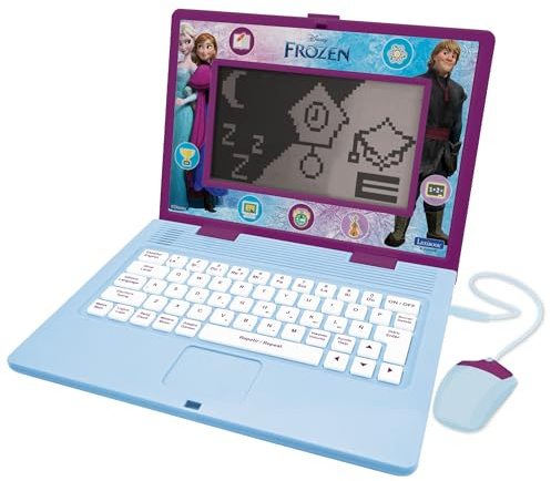 LEXIBOOK, Frozen, Bilingual and Educational Laptop SPANISH/ENGLISH, Toy for Children, 170 Activities to Learn, Play Games and Music, Large Screen, Purple/Blue, JC599FZi2