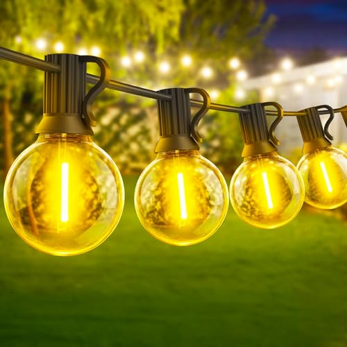 Warlisou Festoon String Outdoor Garden Lights - 20M 65ft G40 Outside Electric Light Mains Powered Shatterproof LED Bulb Waterproof Lighting for Outside Patio Pergola Gazebo