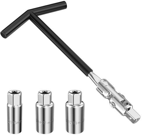 Crihovy Zündkerzenschlüssel Set, Universal Zündkerzensteckschlüssel 16 mm / 18 mm / 21 mm, Zündkerzen Schlüssel Satz, Zündkerzenentferner-Werkzeug, T-Griff Kerzenschlüssel für Auto und Motorrad