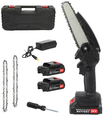 Mini Chainsaw, 6-Inch Cordless Chainsaw for Wood Cutting Pruning, Handheld Battery Chain Saw with 2 x 1500mAh Battery & Charger, Pruning Saw for Tree Trimming & Yard Work, Gifts for Men Dad Husband B