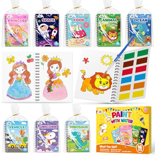 ZMLM Libros de Colorear con Agua para Detalles Cumpleaños niños|Regalos Cumpleaños Colegio invitados|Livros de colorir infantis Manualidades Niños para 3 a 9 Años (16 Classic) (16 Classic)