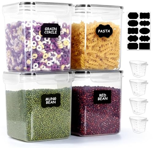 Yuxava Vorratsdosen mit Deckel luftdicht 2.5L 4Pcs,Mehl Aufbewahrung, luftdichte Aufbewahrungsbox, Aufbewahrungsdosen Küche, Lebensmittelaufbewahrung für Mehl, Reis, Müsl, Mandelmehl