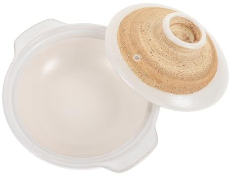 CONGARTENO Cazuela de para Arroz y Estofado Olla Resistente Altas Temperaturas para Cocina Doméstica y Profesional Diseño Ergonómico Antiquemaduras Color Blanco Natural