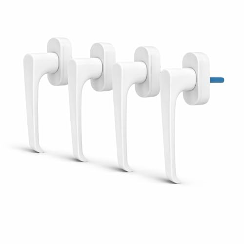 IdeaGenesis - Förpackning x4 fönster med flera punkter i aluminium vit, svängbart och praktiskt handtag | 7 mm universellt fyrkantshandtag | robusta handtag (4, matt vit)