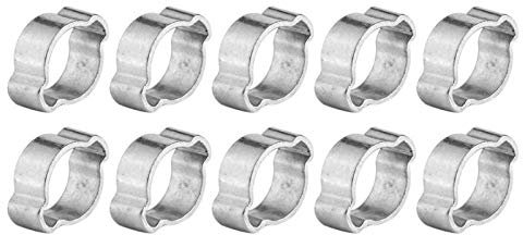 10pcs Collier de Serrage Clip à Ressort Tuyau Serre-joints à Tuyaux en Acier Inoxydable Deux-oreille(15-18MM)