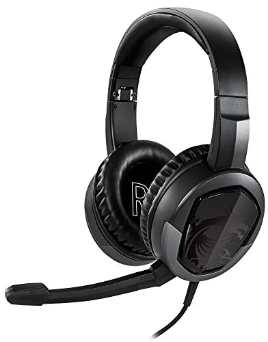 MSI IMMERSE GH30 V2 GAMING HEADSET - Lightweight & Foldable Design, 40mm Neodymium Drivers, laptop, Detachable Mic, Inline Controls, 3.5mm Jack Connector & Y Cable Splitter - Wired