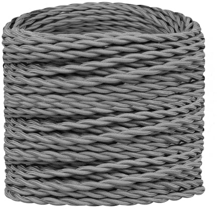 Helunsi 3 Core Vintage Braided Flex Cable - 10m Grey for DIY Lamps & Industrial Pendant Lights