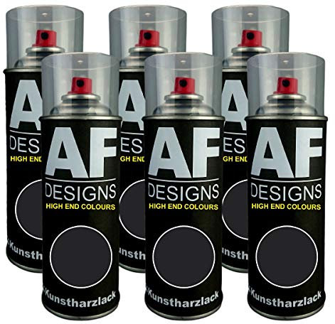 Alex Flittner Designs 6X Plástico Revestimiento Pintura en Espray Laca Colorida Lata de Aerosol RAL9004 Señal Negro Brillante Mate - RAL9004 Señal Negro Brillante