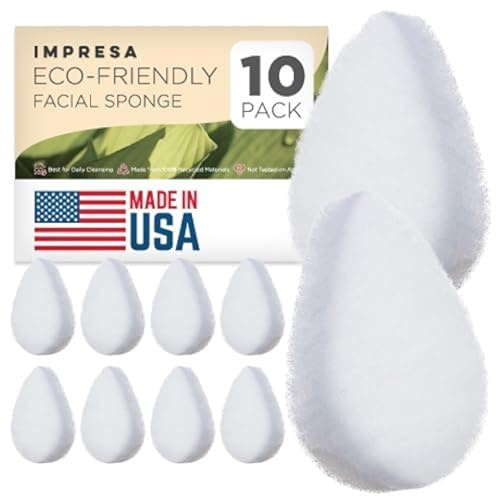 Impresa Face Scrubber Exfoliating Pads - 10 Count, White Puff - Facial Sponges for Deep Clean & Skin Buffing - Exfoliating Sponge & Scrub Pads