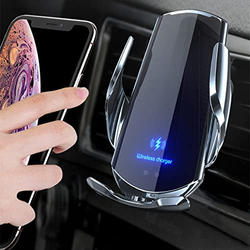 OBEST - Cargador inalámbrico para Coche, Soporte de navegación para teléfono móvil, con inducción por Infrarrojos, 10 W, Carga y 3 adaptadores magnéticos, Compatible con Todos los teléfonos móviles