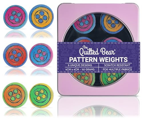 The Quilted Bear Pattern Weight Set – Scratch-Resistant Fabric Weights for Secure Pattern Cutting, Sewing Supplies & Quilting Supplies (Lenny Cornforth - Buttons)