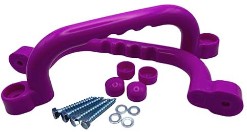 HOQ 1 Pair of Premium Grab Handles - 2 Pieces High-Quality Plastic Handles - Handrails 240 x 75 mm - for Stilt Houses, Bunk Beds, Playhouses and Play Towers - Purple