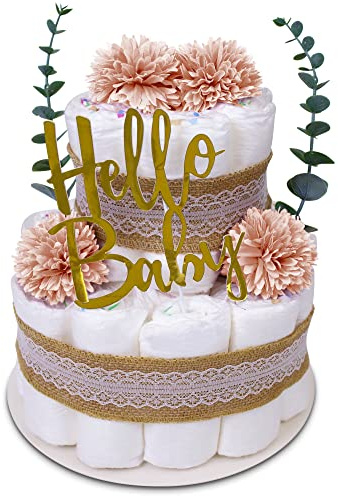 MilaBoo® Tarta de pañales vintage eucalipto verde I Regalo recién nacido con pañales hipp