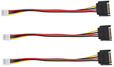 OTOTEC 3 x 4-poliges Diskettenlaufwerk auf 15-poligen SATA-Stecker, Stromkabel, 4-poliger Floppy-Netzanschluss auf 15-poligen SATA-Stecker, elektrisches Zubehör, 20 cm